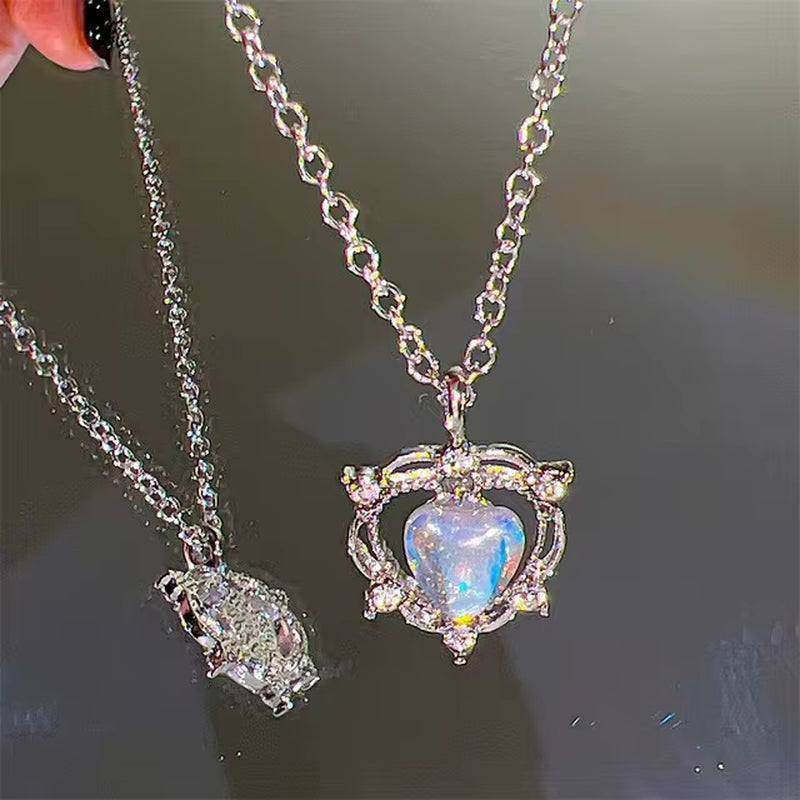 Star Zircon Pendant Necklace for Women Luxury Sweet Cool Girl Punk Heart Clavicle Chain New Fashion Jewelry Party Gift
